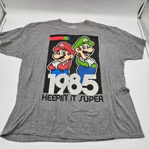 Super Mario 1985 Keepin It Super Graphic T Shirt 3XL Grey Short Sleeve
